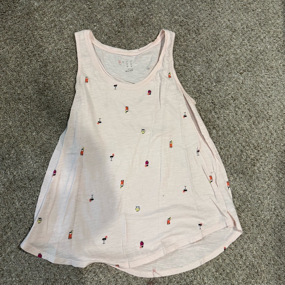 Target Pink Tank Top with Colorful Embroidery